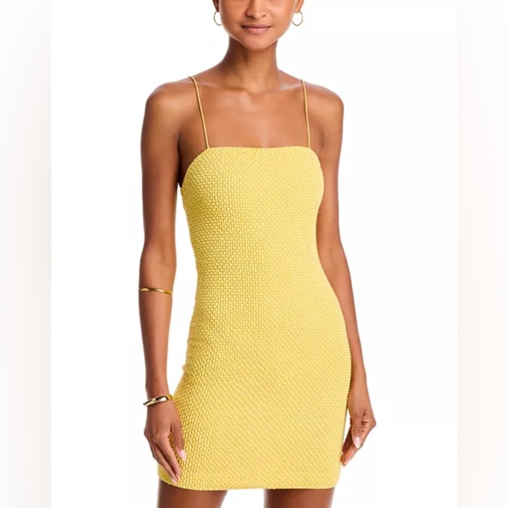 Alice + Olivia Fifi Embellished Mini Cami Yellow Dress Beaded Lemon Meringue